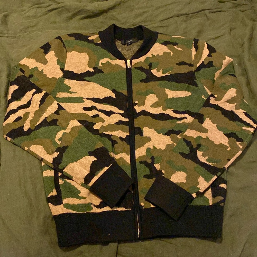 J.Crew zip up camo sweater